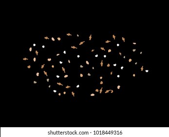 Colorful spots. Black background. Abstract print pattern. Vector illustration for celebration, party, holiday, invitation and Your project. Chaotic Decor. Modern Creative Style.