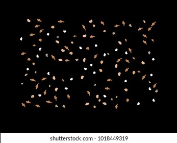 Colorful spots. Black background. Abstract print pattern. Vector illustration for celebration, party, holiday, invitation and Your project. Chaotic Decor. Modern Creative Style.