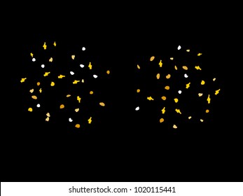 Colorful spots. Black background. Abstract print pattern. Vector illustration for celebration, party, holiday, invitation and Your project. Chaotic Decor. Modern Creative Style.
