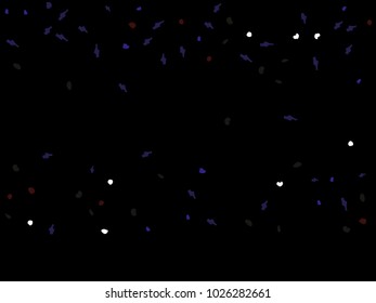 Colorful spots. Black background. Abstract print pattern. Vector illustration for celebration, party, holiday, invitation and Your project. Chaotic Decor. Modern Creative Style.