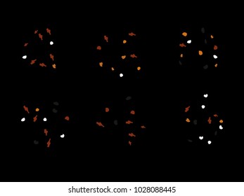 Colorful spots. Black background. Abstract print pattern. Vector illustration for celebration, party, holiday, invitation and Your project. Chaotic Decor. Modern Creative Style.