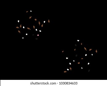 Colorful spots. Black background. Abstract print pattern. Vector illustration for celebration, party, holiday, invitation and Your project. Chaotic Decor. Modern Creative Style.