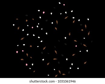 Colorful spots. Black background. Abstract print pattern. Vector illustration for celebration, party, holiday, invitation and Your project. Chaotic Decor. Modern Creative Style.