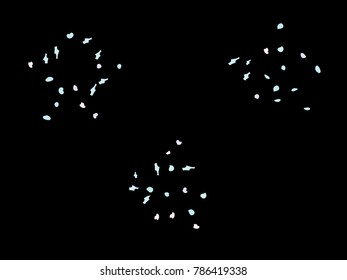 Colorful spots. Black background. Abstract print pattern. Vector illustration for celebration, party, holiday, invitation and Your project. Chaotic Decor. Modern Creative Style.