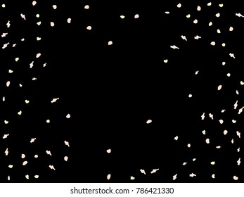 Colorful spots. Black background. Abstract print pattern. Vector illustration for celebration, party, holiday, invitation and Your project. Chaotic Decor. Modern Creative Style.