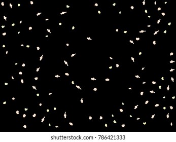 Colorful spots. Black background. Abstract print pattern. Vector illustration for celebration, party, holiday, invitation and Your project. Chaotic Decor. Modern Creative Style.