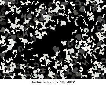 Colorful spots. Black background. Abstract print pattern. Vector illustration for celebration, party, holiday, invitation and Your project. Chaotic Decor. Modern Creative Style.