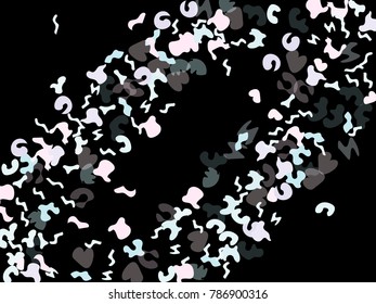 Colorful spots. Black background. Abstract print pattern. Vector illustration for celebration, party, holiday, invitation and Your project. Chaotic Decor. Modern Creative Style.