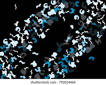 Colorful spots. Black background. Abstract print pattern. Vector illustration for celebration, party, holiday, invitation and Your project. Chaotic Decor. Modern Creative Style.