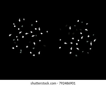 Colorful spots. Black background. Abstract print pattern. Vector illustration for celebration, party, holiday, invitation and Your project. Chaotic Decor. Modern Creative Style.