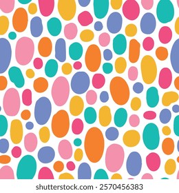 Colorful spots and dots seamless pattern for nursery textile prints, wallpaper, packaging, digital paper, wrapping paper, backgrounds, etc. EPS 10