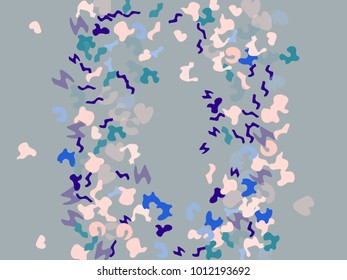 Colorful spots. Gentle Grey background. Abstract print pattern. Vector illustration for celebration, party, holiday, invitation and Your project. Chaotic Decor. Modern Creative Style.