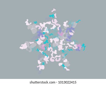 Colorful spots. Gentle Grey background. Abstract print pattern. Vector illustration for celebration, party, holiday, invitation and Your project. Chaotic Decor. Modern Creative Style.