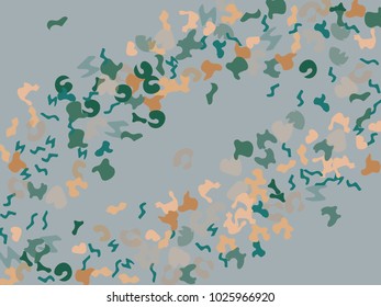 Colorful spots. Gentle Grey background. Abstract print pattern. Vector illustration for celebration, party, holiday, invitation and Your project. Chaotic Decor. Modern Creative Style.