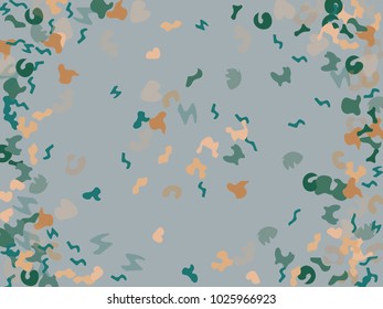 Colorful spots. Gentle Grey background. Abstract print pattern. Vector illustration for celebration, party, holiday, invitation and Your project. Chaotic Decor. Modern Creative Style.