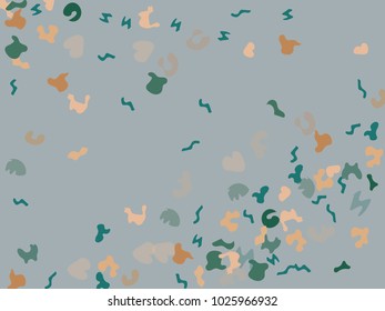 Colorful spots. Gentle Grey background. Abstract print pattern. Vector illustration for celebration, party, holiday, invitation and Your project. Chaotic Decor. Modern Creative Style.