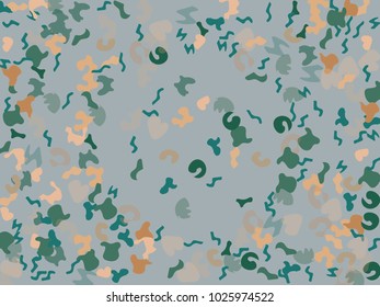 Colorful spots. Gentle Grey background. Abstract print pattern. Vector illustration for celebration, party, holiday, invitation and Your project. Chaotic Decor. Modern Creative Style.
