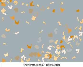 Colorful spots. Gentle Grey background. Abstract print pattern. Vector illustration for celebration, party, holiday, invitation and Your project. Chaotic Decor. Modern Creative Style.
