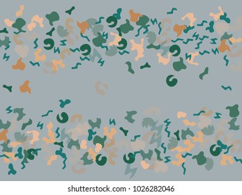 Colorful spots. Gentle Grey background. Abstract print pattern. Vector illustration for celebration, party, holiday, invitation and Your project. Chaotic Decor. Modern Creative Style.