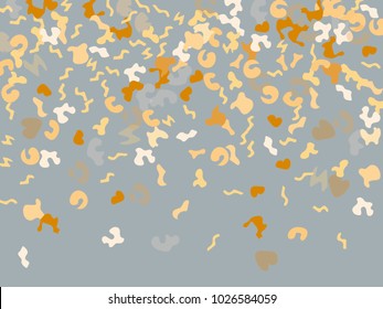 Colorful spots. Gentle Grey background. Abstract print pattern. Vector illustration for celebration, party, holiday, invitation and Your project. Chaotic Decor. Modern Creative Style.