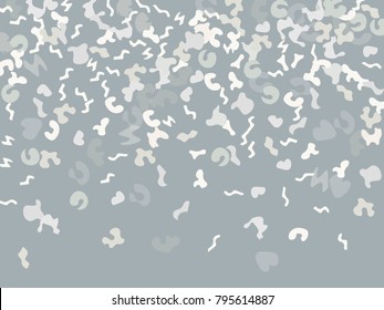 Colorful spots. Gentle Grey background. Abstract print pattern. Vector illustration for celebration, party, holiday, invitation and Your project. Chaotic Decor. Modern Creative Style.