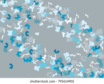 Colorful spots. Gentle Grey background. Abstract print pattern. Vector illustration for celebration, party, holiday, invitation and Your project. Chaotic Decor. Modern Creative Style.