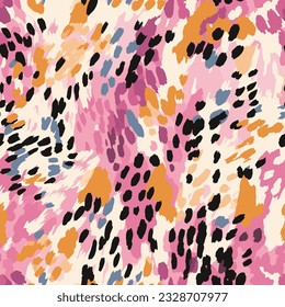 Colorful spots modern abstract seamless vector pattern design.Animal print.Trendy Fashion Colors 