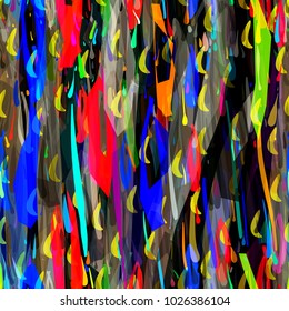 Colorful spots on dark backdrop. Seamless texture. Abstract vector background for web page, banners backdrop, fabric, home decor, wrapping