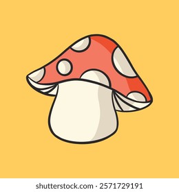 Colorful spotted mushroom vector illustration, Spotted mushroom retro element vector, colorful retro illustration vector, Retro mushroom vector illustration.