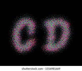 Colorful Spray font set in vector format. Alphabet C and D.