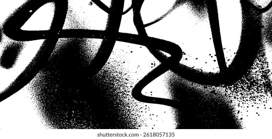 As texturas coloridas da pintura de spray se misturam em uma superfície, formando um intrincado padrão abstrato. As camadas de preto e branco criam uma estética grunge cativante perfeita para projetos de arte.