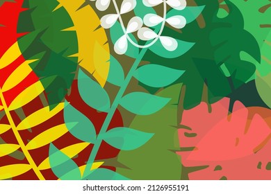 Colorful spring abstract theme with leaves pattern