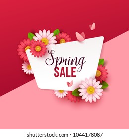 Colorful spring background with beautiful flowers. Vector illustration.