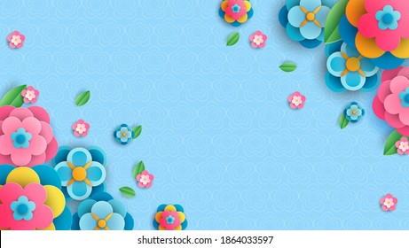 Colorful spring background with beautiful flowers. Vector illustration