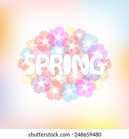 Colorful spring background with flowers. EPS10 vector. 