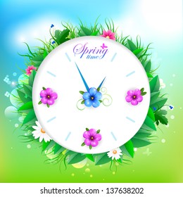 Colorful spring clock with flowers