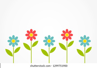Colorful spring daisy flowers background. Vector illustration