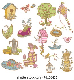 Colorful Spring  Design Elements - for scrapbook in vector