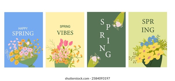 Colorful spring floral arrangements with cheerful blooms and joyful vibes.