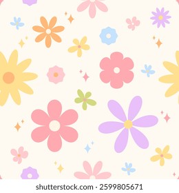 Colorful Spring Floral Pattern on Soft Background
