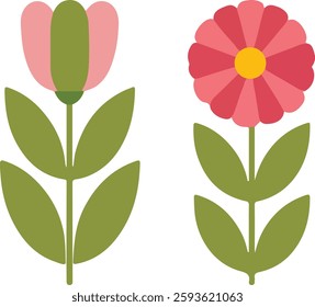 Colorful spring flower line art vector art and illustration.