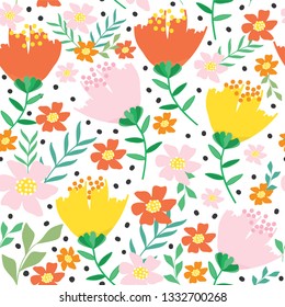 colorful spring flower seamless pattern