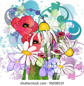 colorful spring flowers background