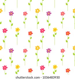 Colorful spring flowers pattern. Vector illustration