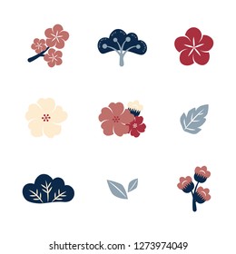 Colorida colección vectorial de flores primavera