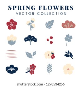 Colorful spring flowers vector collection