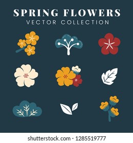 Colorida colección vectorial de flores primavera