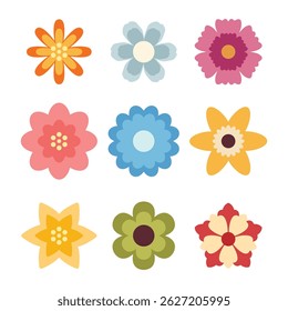 Colorful Spring Flowers Vector Illustration