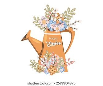 Colorful Spring Flowers in a Watering Can Design