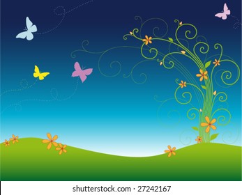 Colorful spring garden